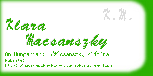 klara macsanszky business card